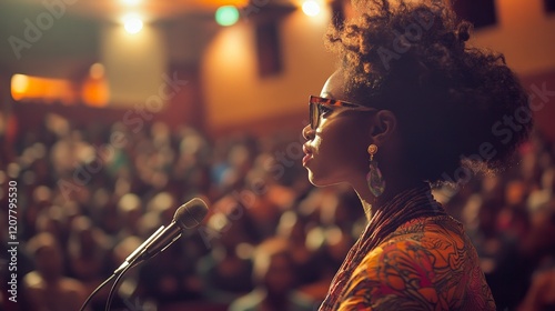 Inspiring Black Woman Speaker at Conference, Public Speaking Event