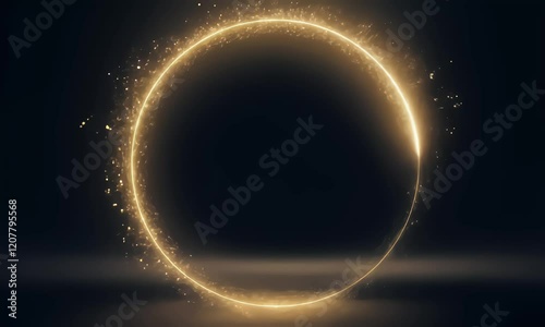 gold neon light animation moving in circle shape