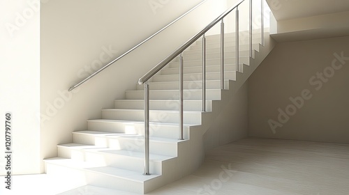 Modern interior staircase with sleek design and natural light illuminating the space