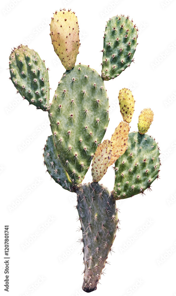 Cactus with Prickly Pear, Opuntia Cactus Plant with Large Pads, Close-up of Desert Plant, Exotic Flora, Tropical Plant, Succulent. PNG, on transparent background. Cactus with Prickly Pear, Opuntia Cactus Plant with Large Pads, Close-up of Desert Plant, Exotic Flora, Tropical Plant, Succulent. PNG, on transparent background.