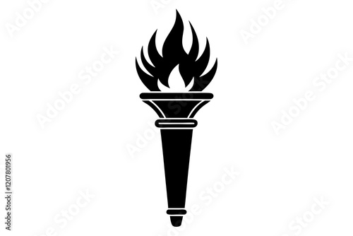 Elegant Torch Light Silhouette Icon on a Clean White Background