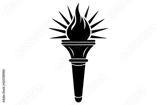 Elegant Torch Light Silhouette Icon on a Clean White Background