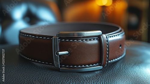 Handmade leather bracelet with intricate braiding placed on a dark textured s...