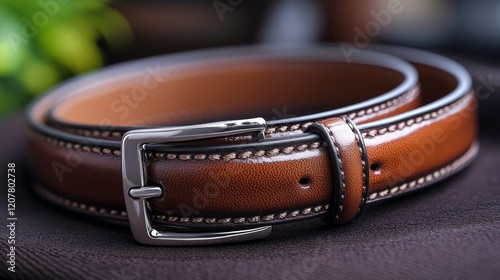 Handmade leather bracelet with intricate braiding placed on a dark textured s...