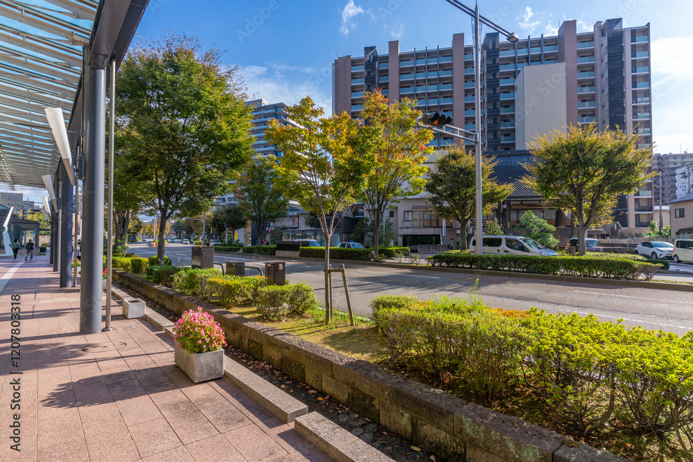 View of street leading to Kanazawa station, Kanazawa City, Ishikawa Prefecture, Honshu, Japan View of street leading to Kanazawa station, Kanazawa City, Ishikawa Prefecture, Honshu, Japan