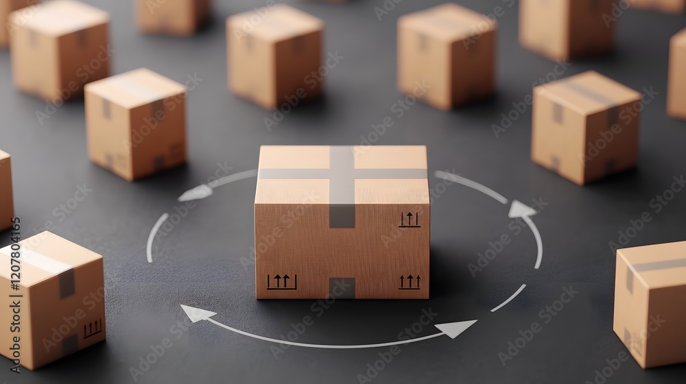 Fototapeta premium Streamlined Circular Logistics Automated Cargo Box Digital