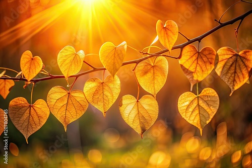 Heart-Shaped Leaf Branches, Landscape Photography, Nature, Romantic, Autumn, Spring