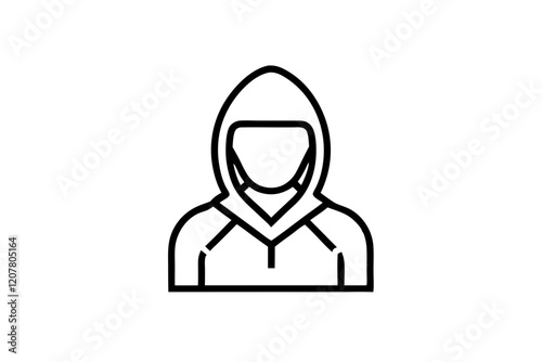 Hacker Silhouette Icon on Clean White Background