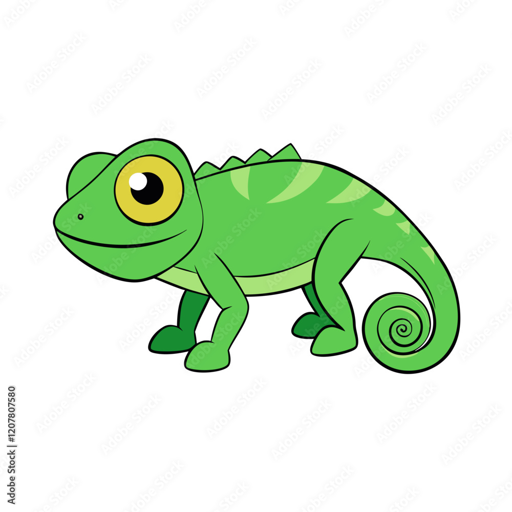 Obraz premium green chameleon cartoon
