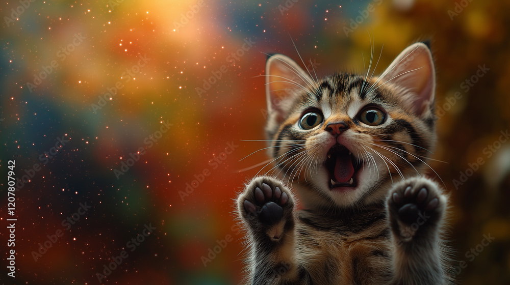 Obraz premium 宇宙と猫のイメージ