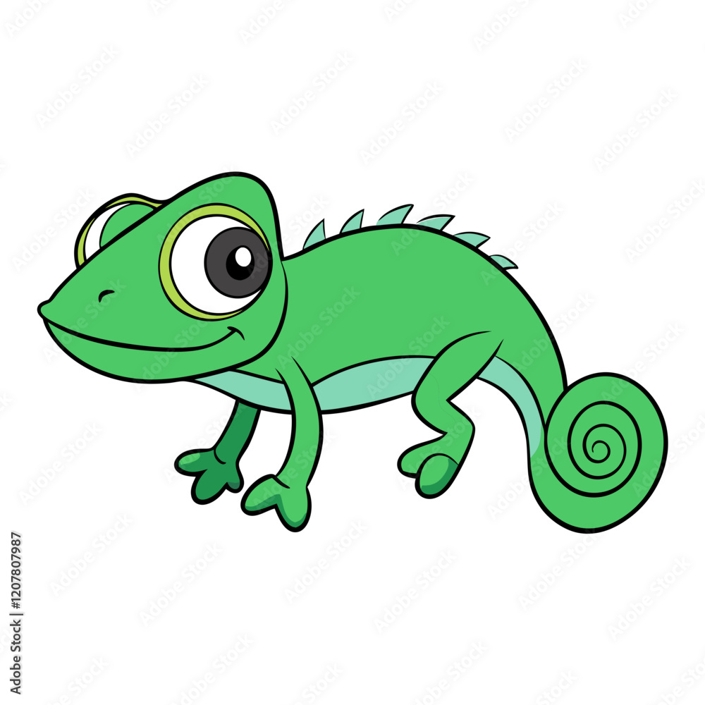 Fototapeta premium chameleon cartoon isolated on white