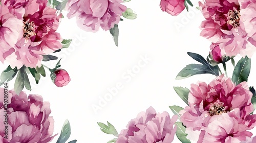 Elegantly Designed Greeting Card with Watercolor Flowers Border