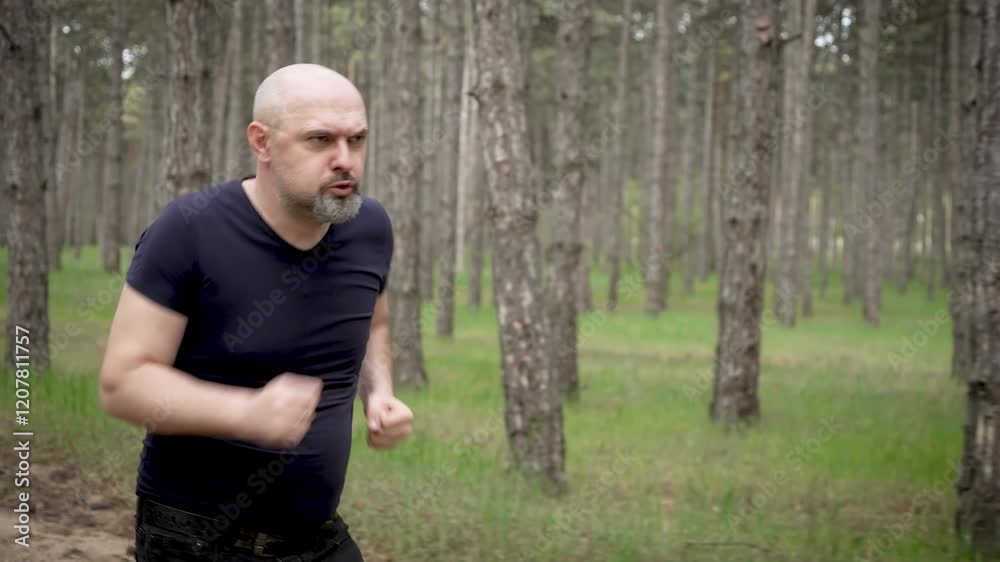Funny man comedian running through forest and goofing around. Humorous male sprinting playfully among trees, acting silly. Comical guy dashing through woodland area, joking and fooling around Funny man comedian running through forest and goofing around. Humorous male sprinting playfully among trees, acting silly. Comical guy dashing through woodland area, joking and fooling around