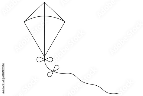Kite continuous single line art drawing of isolated outline vector illustration