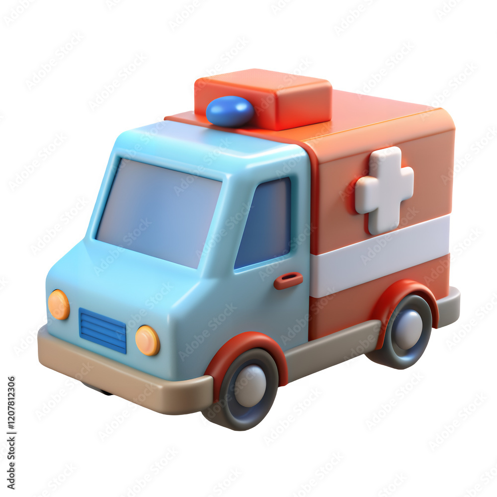 white ambulance, cute 3d render, icon, isolated on a transparent background . white ambulance, cute 3d render, icon, isolated on a transparent background .