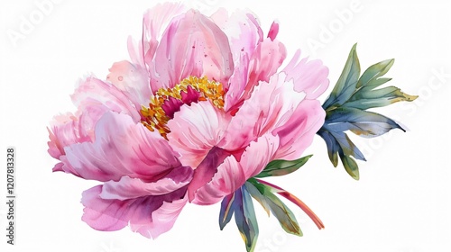 Elegant Pink Peony Watercolor Floral Clip Art for Designs