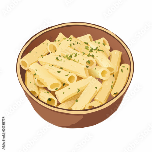 Delivery bucket box with penne and cheese vector illustration (1)