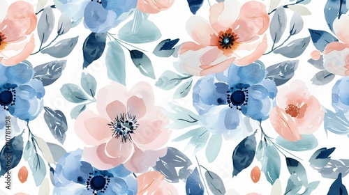 Elegant Seamless Floral Watercolor Pattern for Design Projects