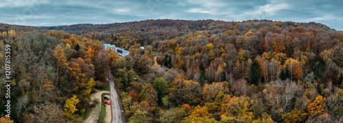 Panoramic view of iron ore mine Cockerill d'Esch-sur-Alzette that played a major role in economic boom from the 1870s to the 1990s, Luxembourg photo