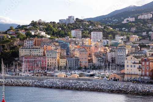 Panoramic summer cityscape of Bastia, Corsica island, France photo