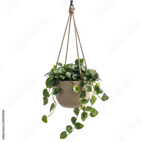 Hanging plant in a pot with a rope hanging from it