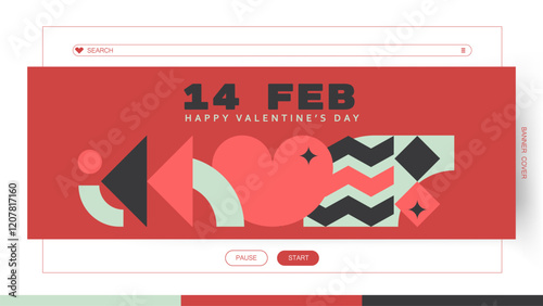 Geometric abstract design for a love banner. Poster for Valentine's Day decoration.