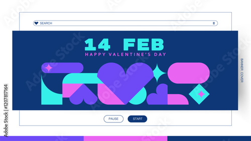 Geometric abstract design for a love banner. Poster for Valentine's Day decoration.