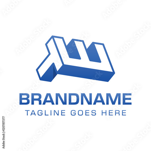 Letters TW 3D Monogram Logo, Symbolizes strength, dynamism, and technology