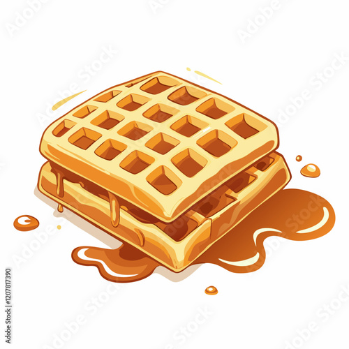Illustration food vector waffle dessert snack sweet bakery (4)