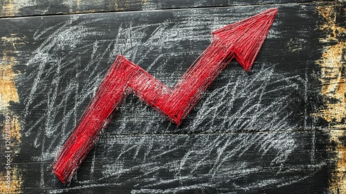 Growth trend arrow in vibrant colors on a textured background for business an...