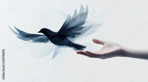 Transparent flying hand icon photo