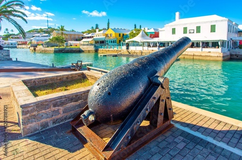 Historic cannon preserved on the waterfront at St. George, the original capital of Bermuda. photo