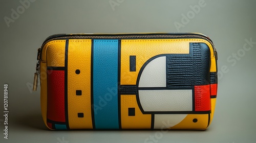 Colorful artistic wallet with modern geometric design and intricate patterns ...