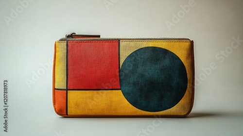 Colorful artistic wallet with modern geometric design and intricate patterns ...