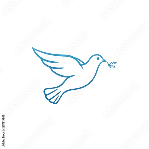Dove with Olive Branch Peace Symbol Illustration