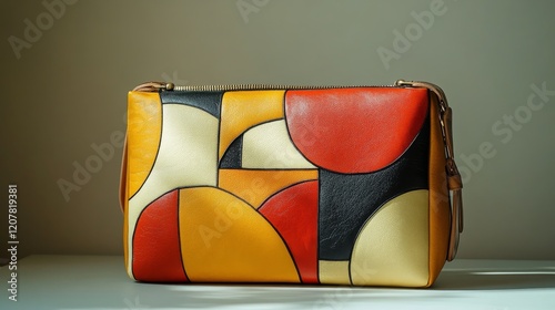 Colorful artistic wallet with modern geometric design and intricate patterns ...
