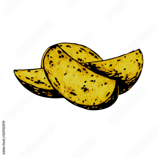 Tasty baked potato wedges isolated  white  vector illustration (2)