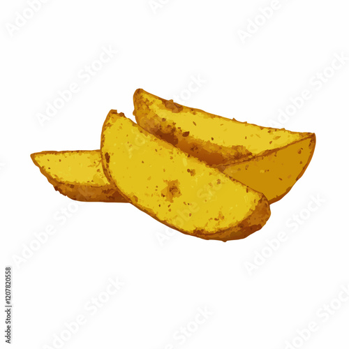 Tasty baked potato wedges isolated  white  vector illustration (1)