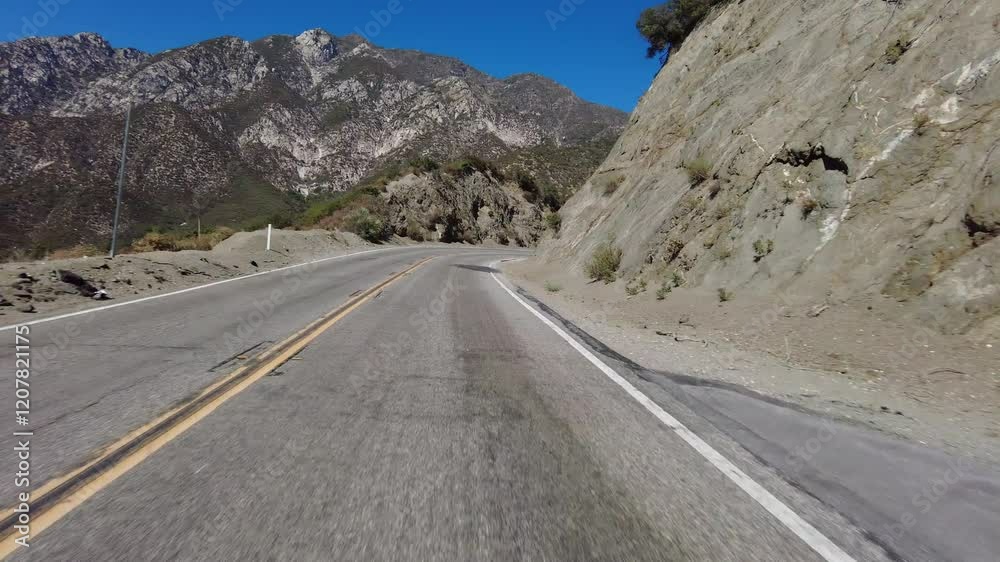 Angeles Crest Highway Summer Eastbound 1 La Canada to Mt Wilson 11 Front View Clear Creek Driving Plate Angeles National Forest California USA Angeles Crest Highway Summer Eastbound 1 La Canada to Mt Wilson 11 Front View Clear Creek Driving Plate Angeles National Forest California USA