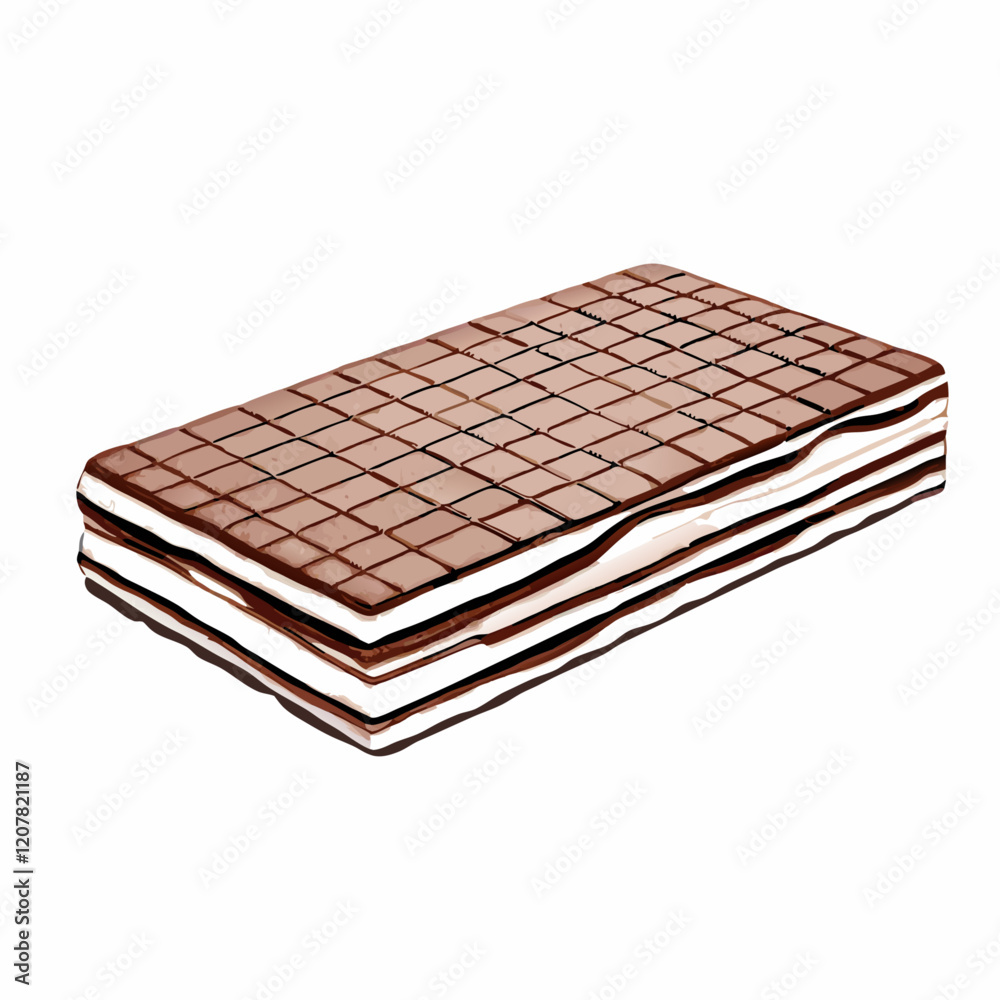 Wafer realistic composition with isolated image of piece  vector illustration (3)