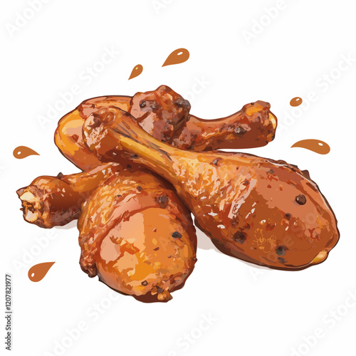 Baked chicken drumsticks in honey-mustard marinade vector illustration (3)