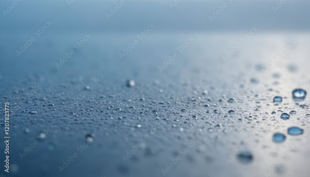 Obraz premium Close-up of water droplets on surface with soft bokeh background