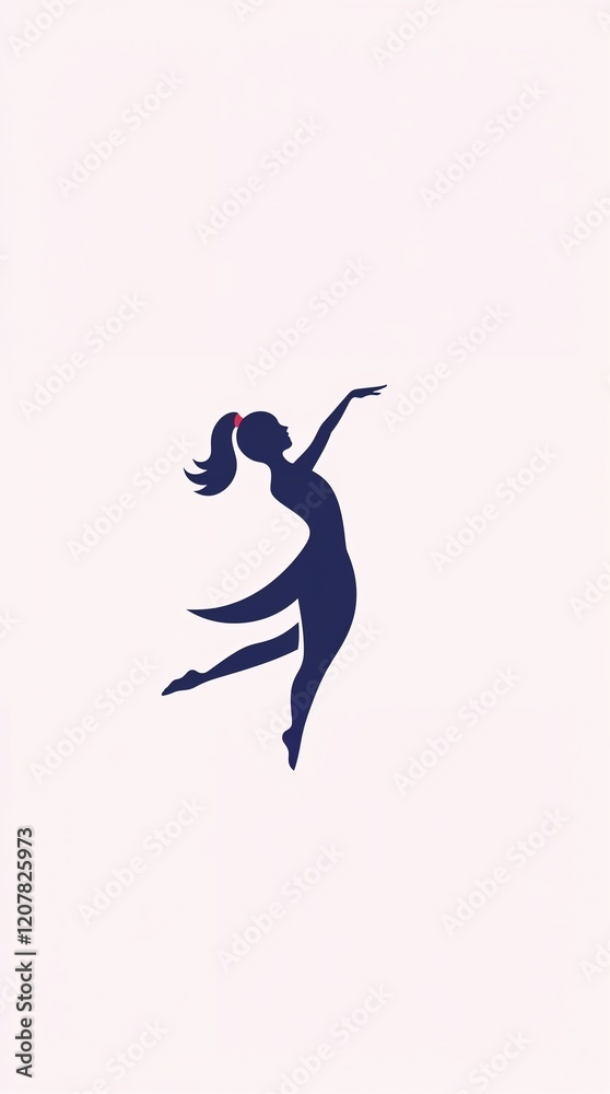 Fototapeta premium Stylized silhouette of a graceful dancer against a minimalist light background 