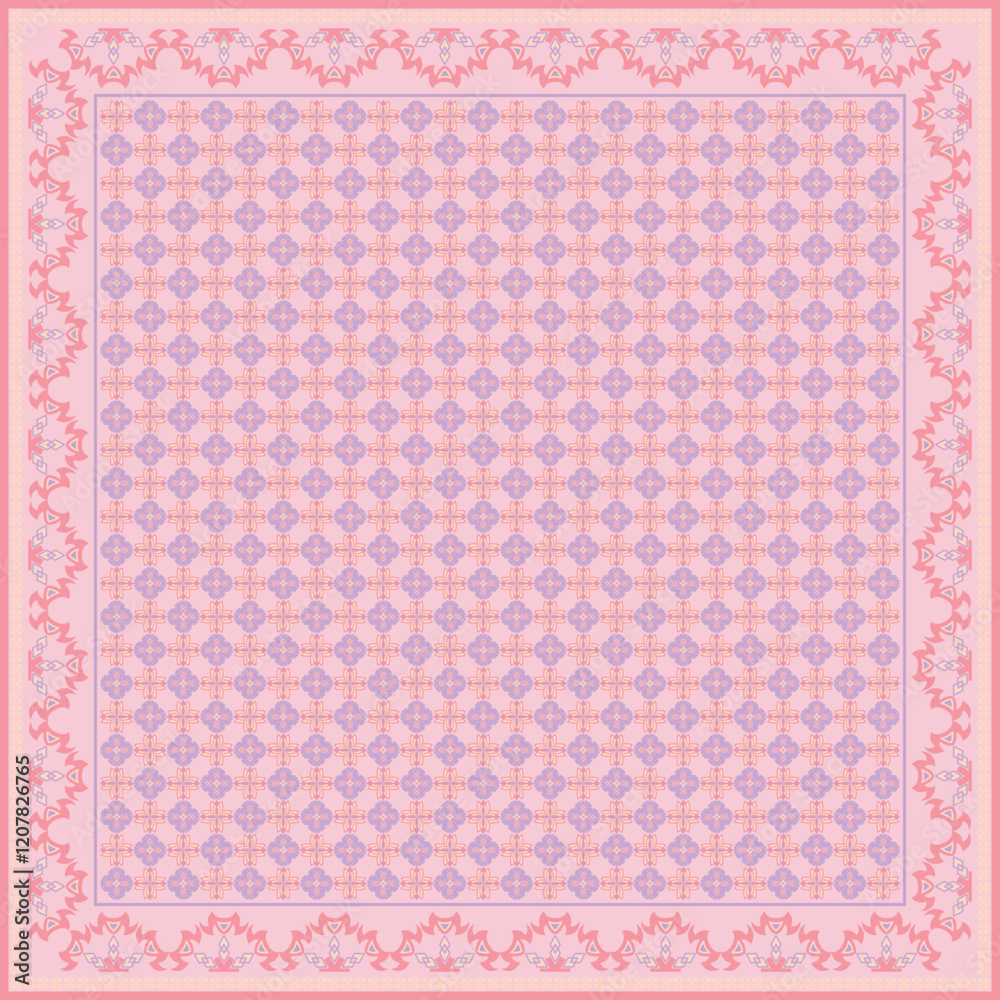 Hijab scarf flower abstract pattern.Ethnic geometric ornament with frame motif border hijab pattern.Design for fabric,print,scarves,shawl,kerchief,bandana,clothing,pareo,pillows,tablecloth,decoration. Hijab scarf flower abstract pattern.Ethnic geometric ornament with frame motif border hijab pattern.Design for fabric,print,scarves,shawl,kerchief,bandana,clothing,pareo,pillows,tablecloth,decoration.