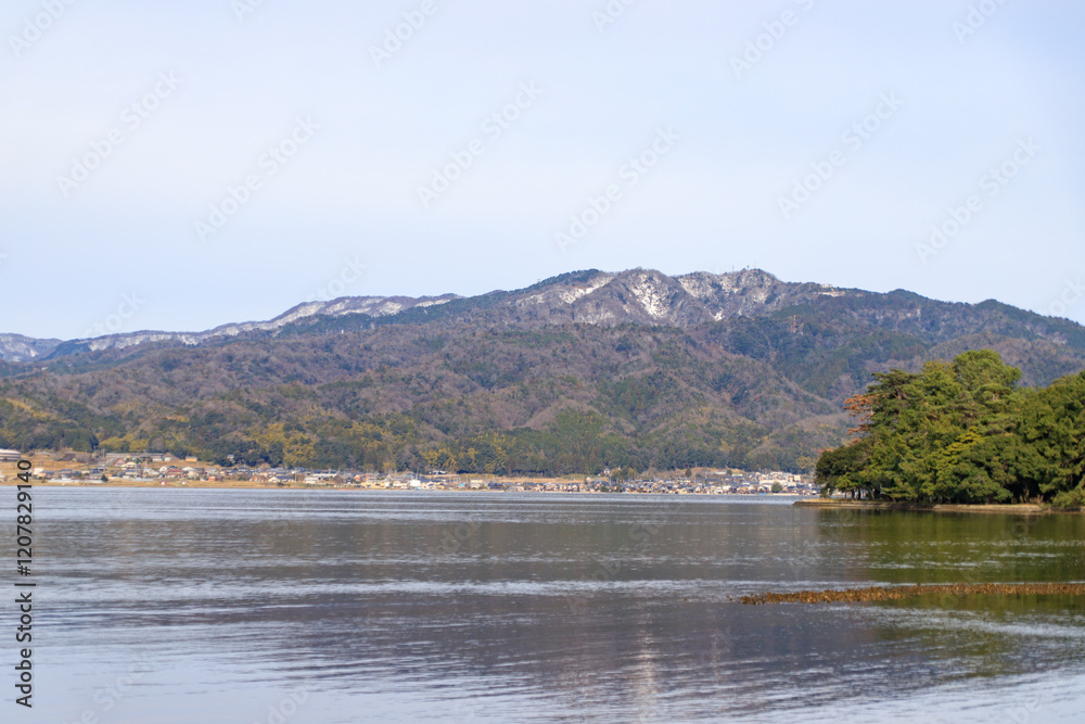 Serene View of Aso Sea at Amanohashidate, Kyoto, Japan Serene View of Aso Sea at Amanohashidate, Kyoto, Japan