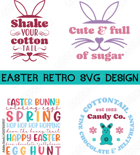 Easter Retro design, Easter Family,Groovy Style Easter Day Design,funny easter,Cut Files,bunny, nurse, mommy