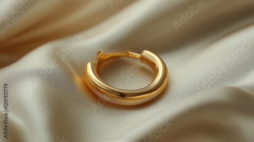 Elegant gold wedding rings on soft fabric creating a romantic atmosphere for ...