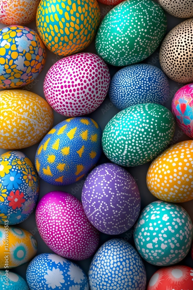 Vibrant decorative Easter eggs with patterns. Vibrant decorative Easter eggs with patterns.