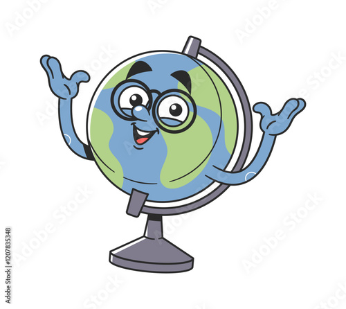 Smart kawaii globe school character