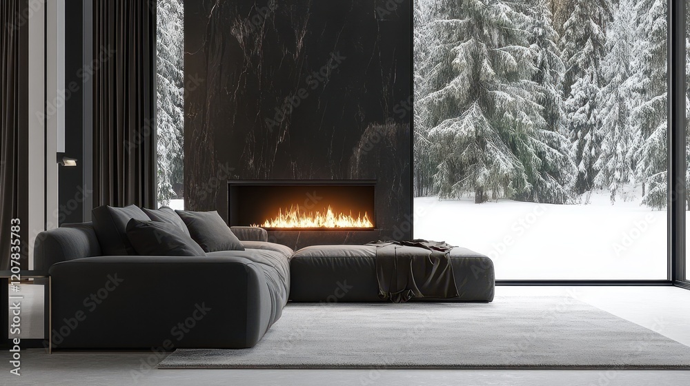 Fototapeta premium A stylish home living room interior features comfortable seating and a wooden table, set against a mockup wall that allows for customizable displays.